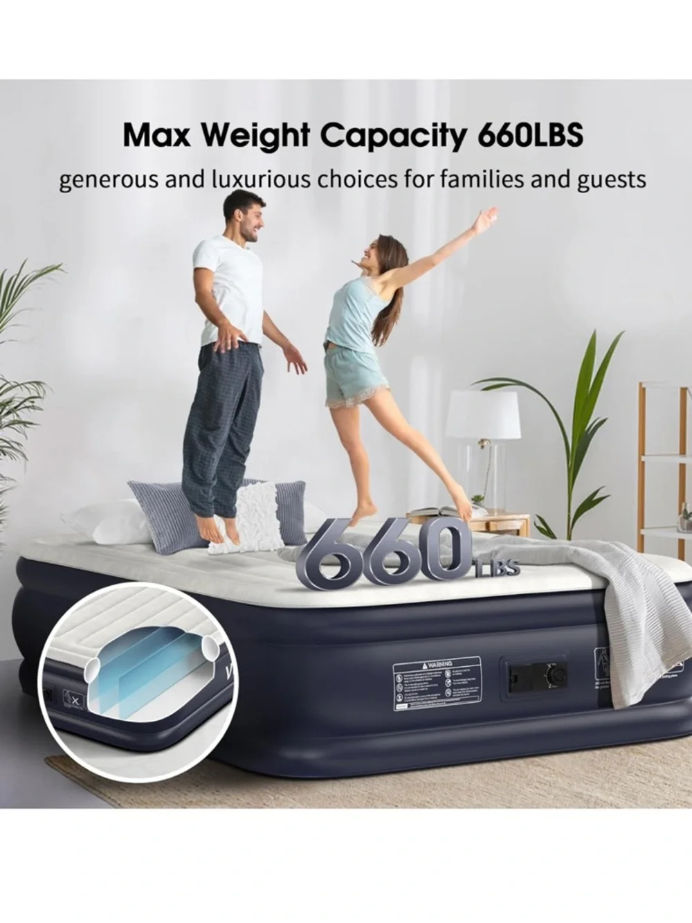*LIKE NEW* Full Size Air Bed - Navy and Light Gray